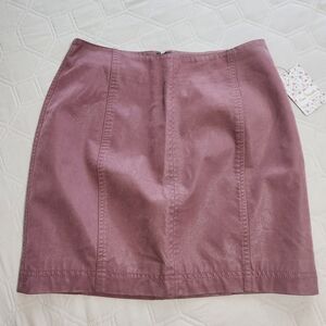 Free People Pressed Flowers Mini Skirt Vegan Suede Mauve/Dusty Rose Size 4